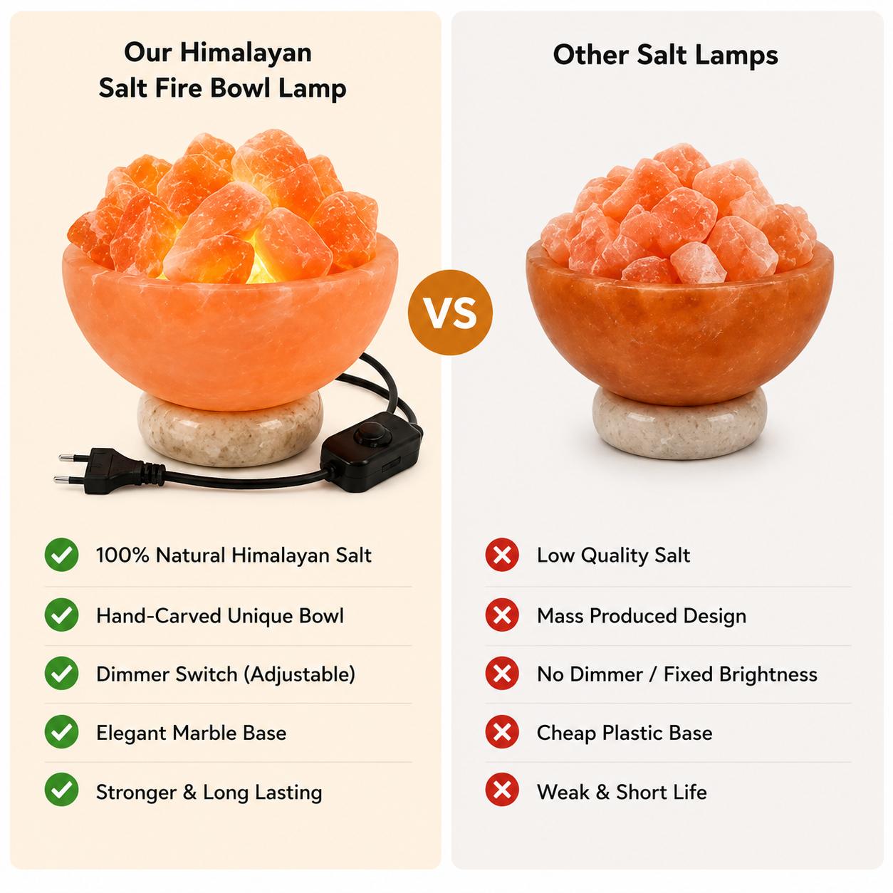 Hand Carved Himalayan Salt Fire Bowl Lamp