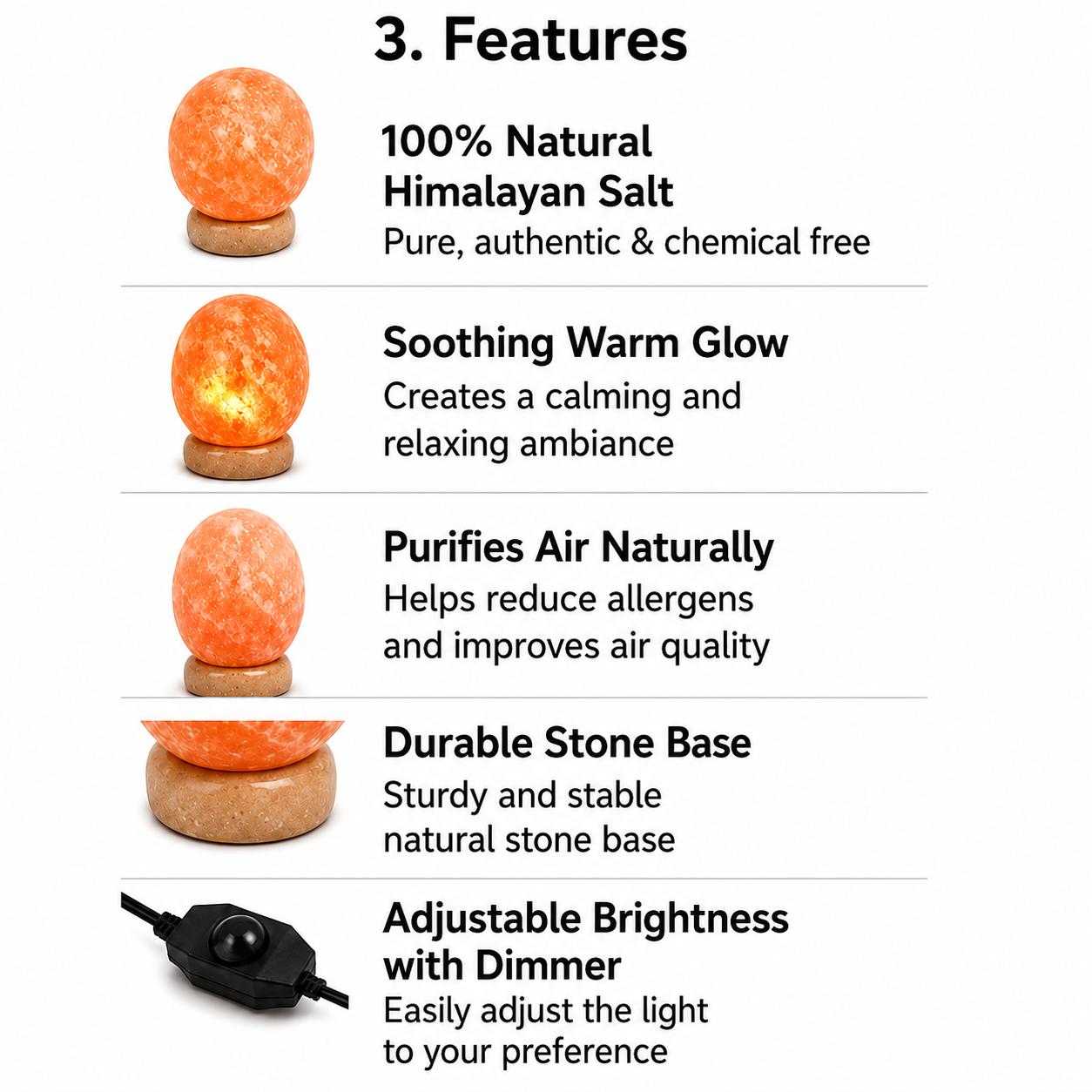 Natural Himalayan Salt Lamp Round Shape with Dimmer Switch