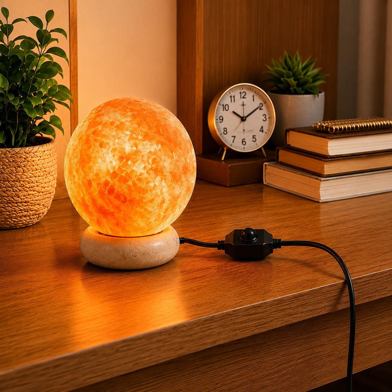 Natural Himalayan Salt Lamp Round Shape with Dimmer Switch