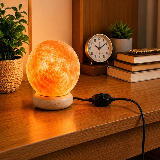 Natural Himalayan Salt Lamp Round Shape with Dimmer Switch