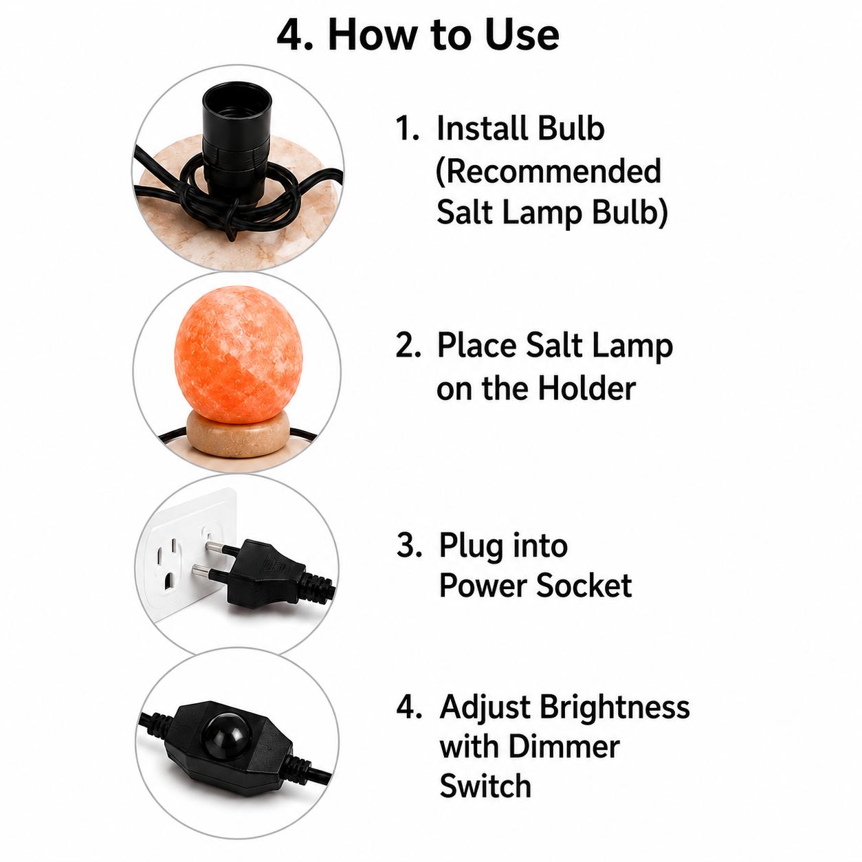 Natural Himalayan Salt Lamp Round Shape with Dimmer Switch