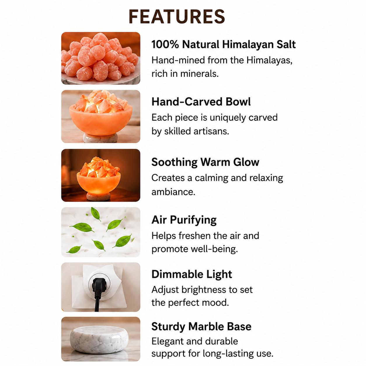 Hand Carved Himalayan Salt Fire Bowl Lamp