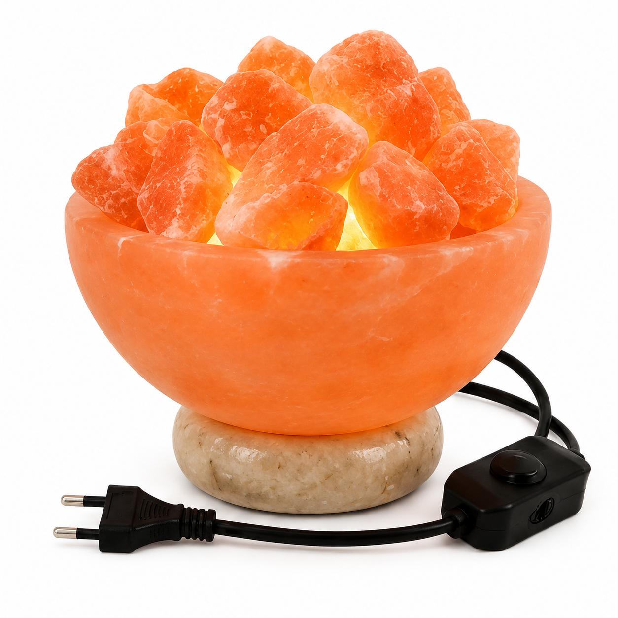 Hand Carved Himalayan Salt Fire Bowl Lamp