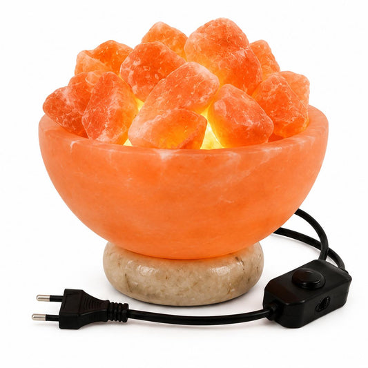 Hand Carved Himalayan Salt Fire Bowl Lamp