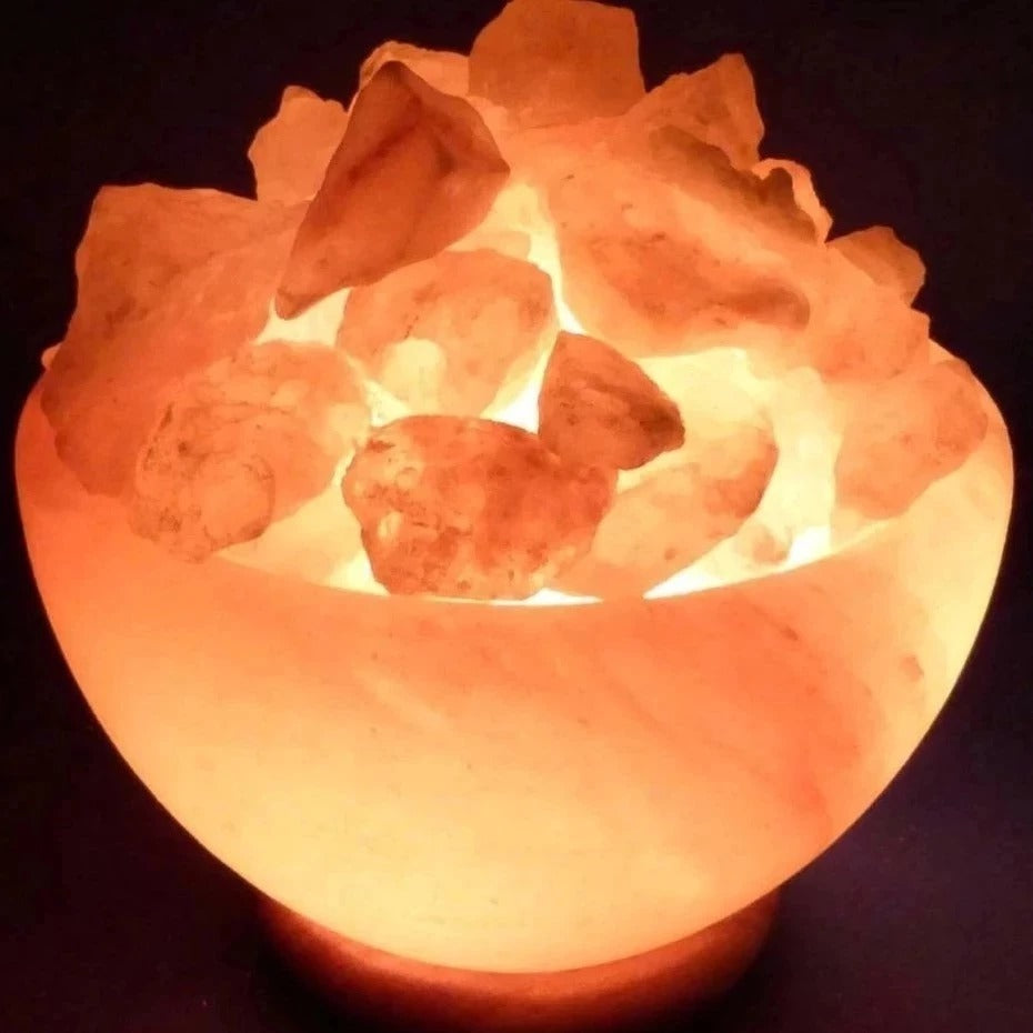 Hand Carved Himalayan Salt Fire Bowl Lamp