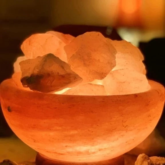 Hand Carved Himalayan Salt Fire Bowl Lamp