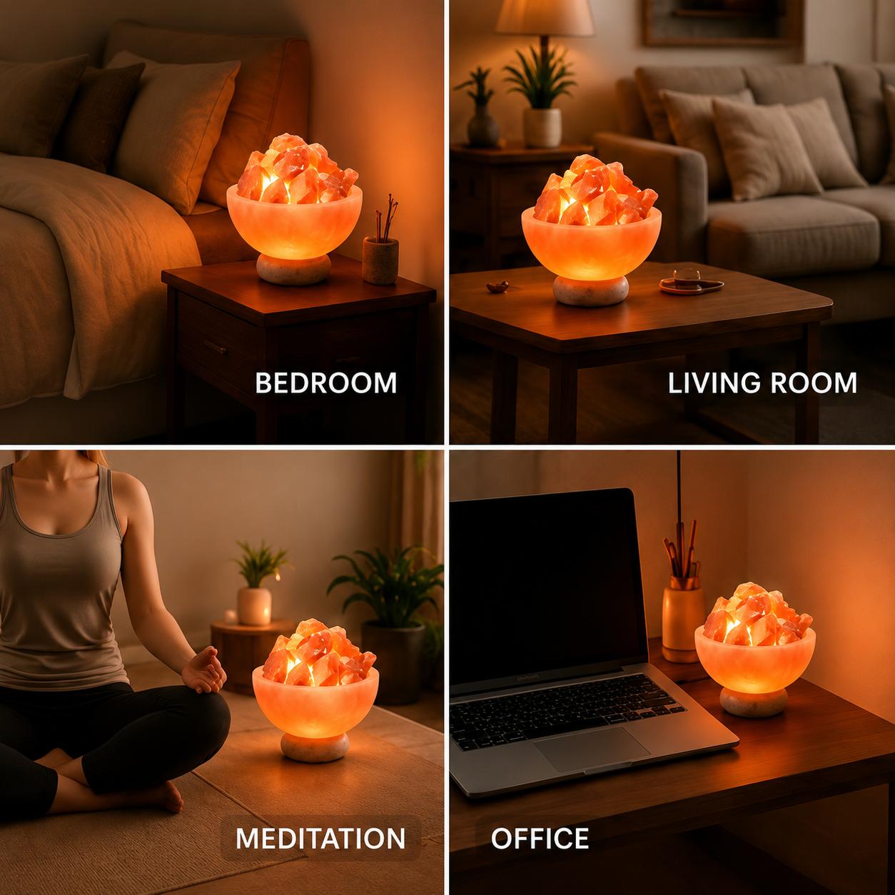 Hand Carved Himalayan Salt Fire Bowl Lamp