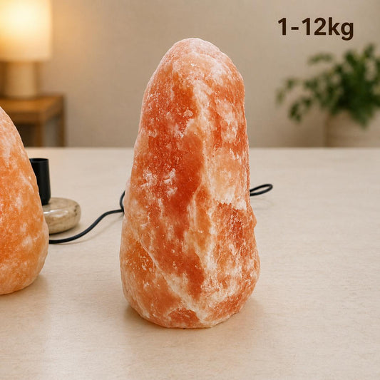 Himalayan Salt Lamp 1–12KG Natural Pink Crystal Warm Night Light with Marble Base Air Purifier Home Decor